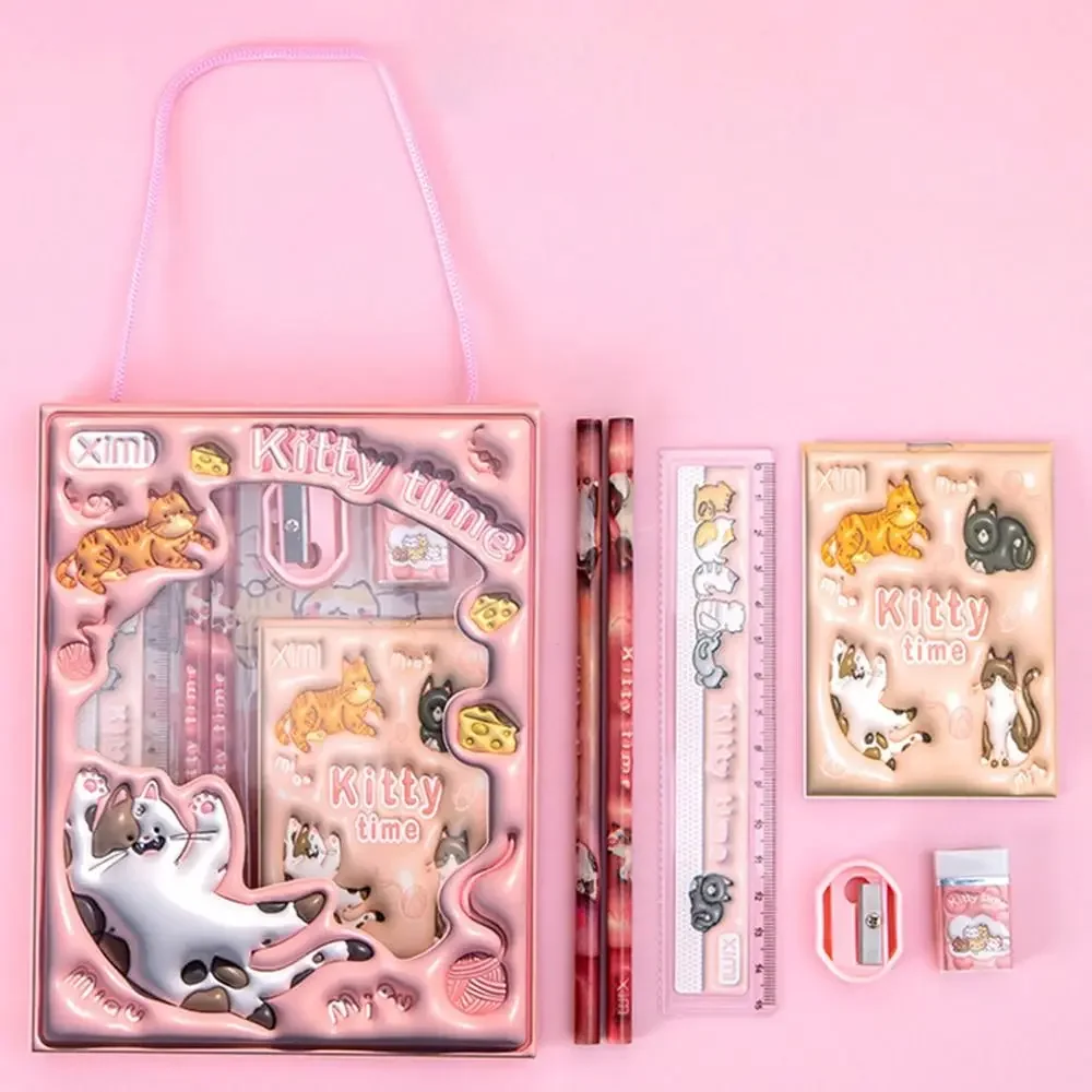 1 Set Cartoon Stationery Set Including Pencil Notebook Ruler Eraser Pencil Sharpener Student School Supplies Stationery Gifts thumbnail 4