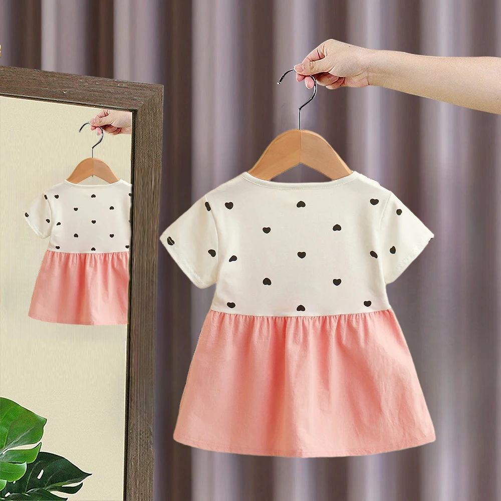 Girl Kid's Dress Summer Two Heart-Shaped Printed Casual Girls' Dress Sweet Baby Girl Clothes thumbnail 5