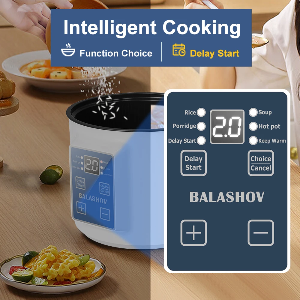 Electric Rice Cooker Single Double Layer Intelligent Automatic Home Mini  Kitchen Cooker 220V/EU Plug MultiCooker Steamed Rice P thumbnail 2