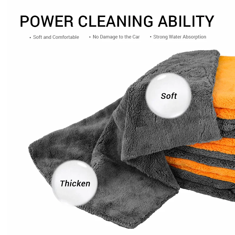 SEAMETAL 600GSM Microfiber Car Cleaning Towel 1/3/6/9pcs 40X40cm Thickened Car Wash Towels Auto Detailing Care Drying Cloth Rags thumbnail 3