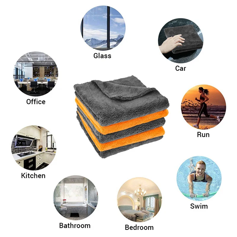 SEAMETAL 600GSM Microfiber Car Cleaning Towel 1/3/6/9pcs 40X40cm Thickened Car Wash Towels Auto Detailing Care Drying Cloth Rags thumbnail 6