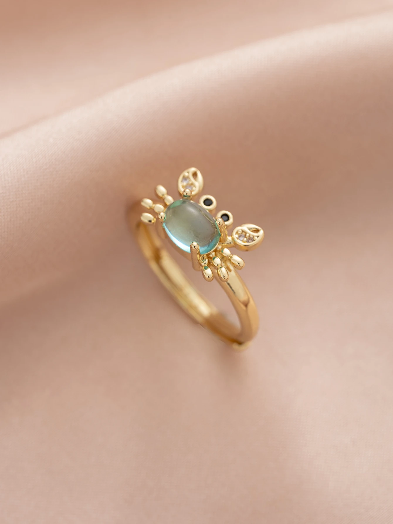 Exquisite Mini Cute Crab Adjustable Personalized Ring Women's Party Holiday Gift Jewelry Accessories