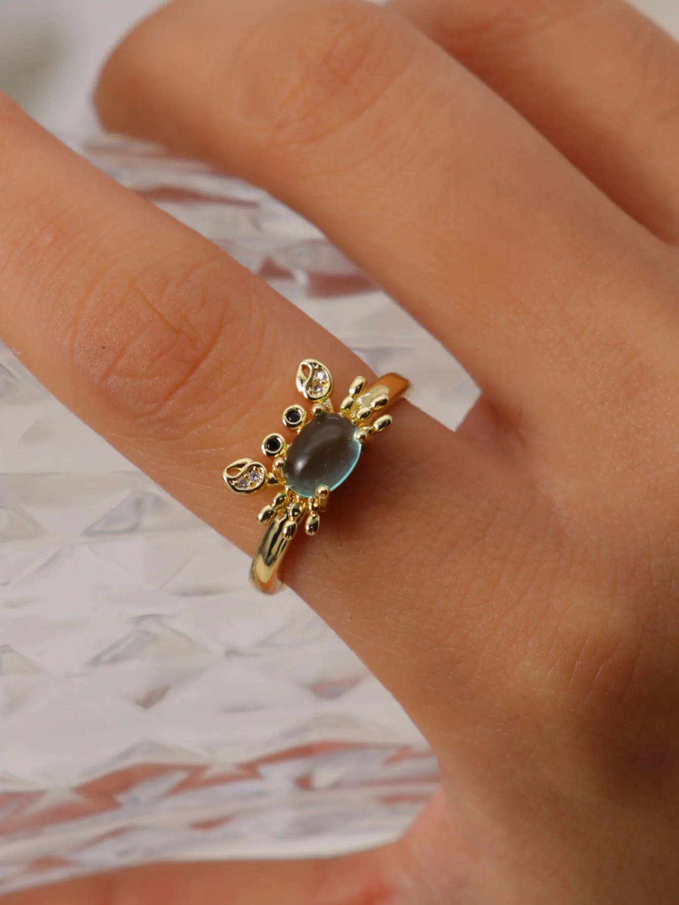 Exquisite Mini Cute Crab Adjustable Personalized Ring Women's Party Holiday Gift Jewelry Accessories thumbnail 3