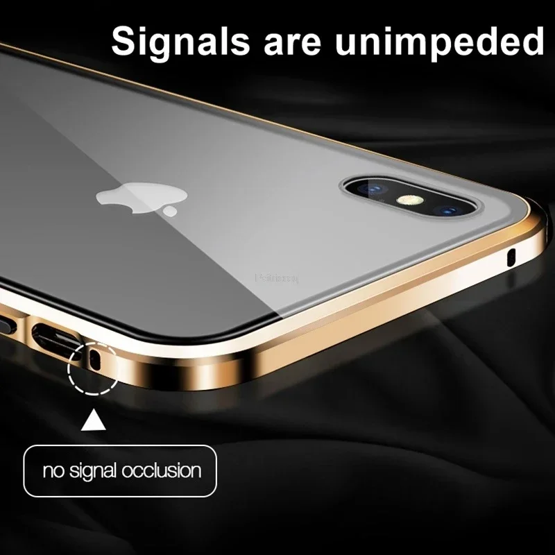 Magnetic tempered glass privacy metal case for iPhone 16 15 14 13 12 XR 11 pro Max 7 8 plus 360 magnet antispy protective cover thumbnail 6