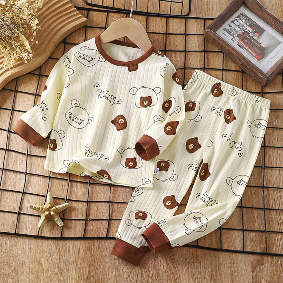 Kids Casual Autumn Long Sleeve Pajamas Set Boys and Girls Cartoon Print Home Wear Comfortable Soft Fabric Sleepwear thumbnail 2