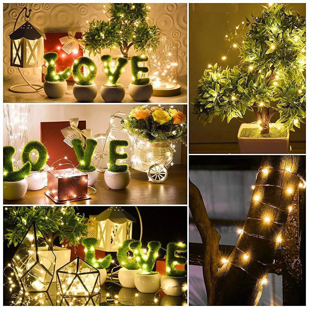 LED Copper Wire Fairy Lights DIY Wedding Party Christmas Decoration Garland Waterproof Low Voltage Battery Powered String Lights thumbnail 5
