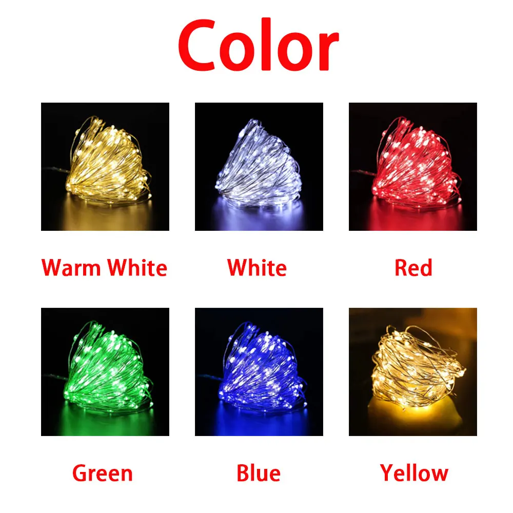 LED Copper Wire Fairy Lights DIY Wedding Party Christmas Decoration Garland Waterproof Low Voltage Battery Powered String Lights thumbnail 6