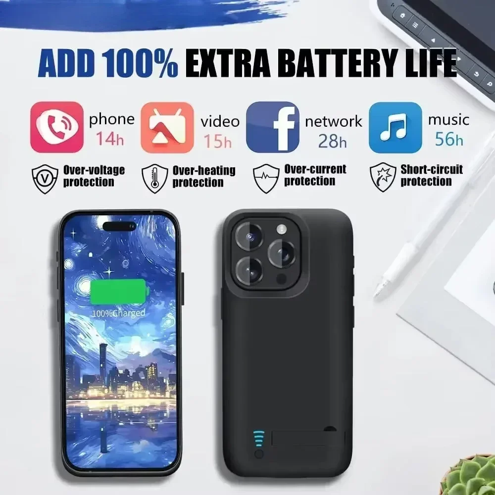 10000Mah Battery Case For iphone 16 Pro Max 15 Plus 14 13 Mini 12 11 Pro Max X XS XR XS 6 6S 7 8 Plus Battery Charger Case Power thumbnail 2