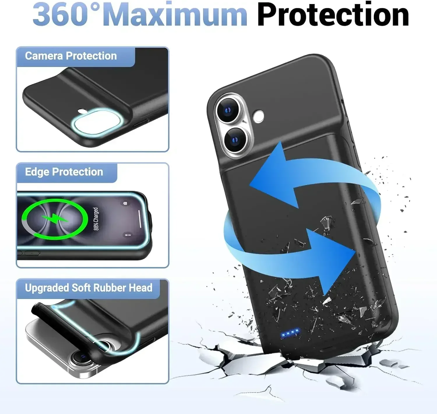 10000Mah Newest For iphone 16 Plus 15 14 13 Mini 12 11 Pro Max X XS XR XS 6 6S 7 8 SE 2020 Battery Case Charger Cases Power Bank thumbnail 5