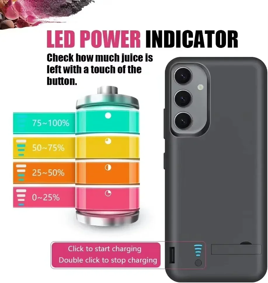 10000Mah For Samsung Galaxy S24 S24 Ultra S23 S22 S10 S10e Note 20 8 9 10 S21 FE + Plus S20 Battery Charger Case Power Case Bank thumbnail 5