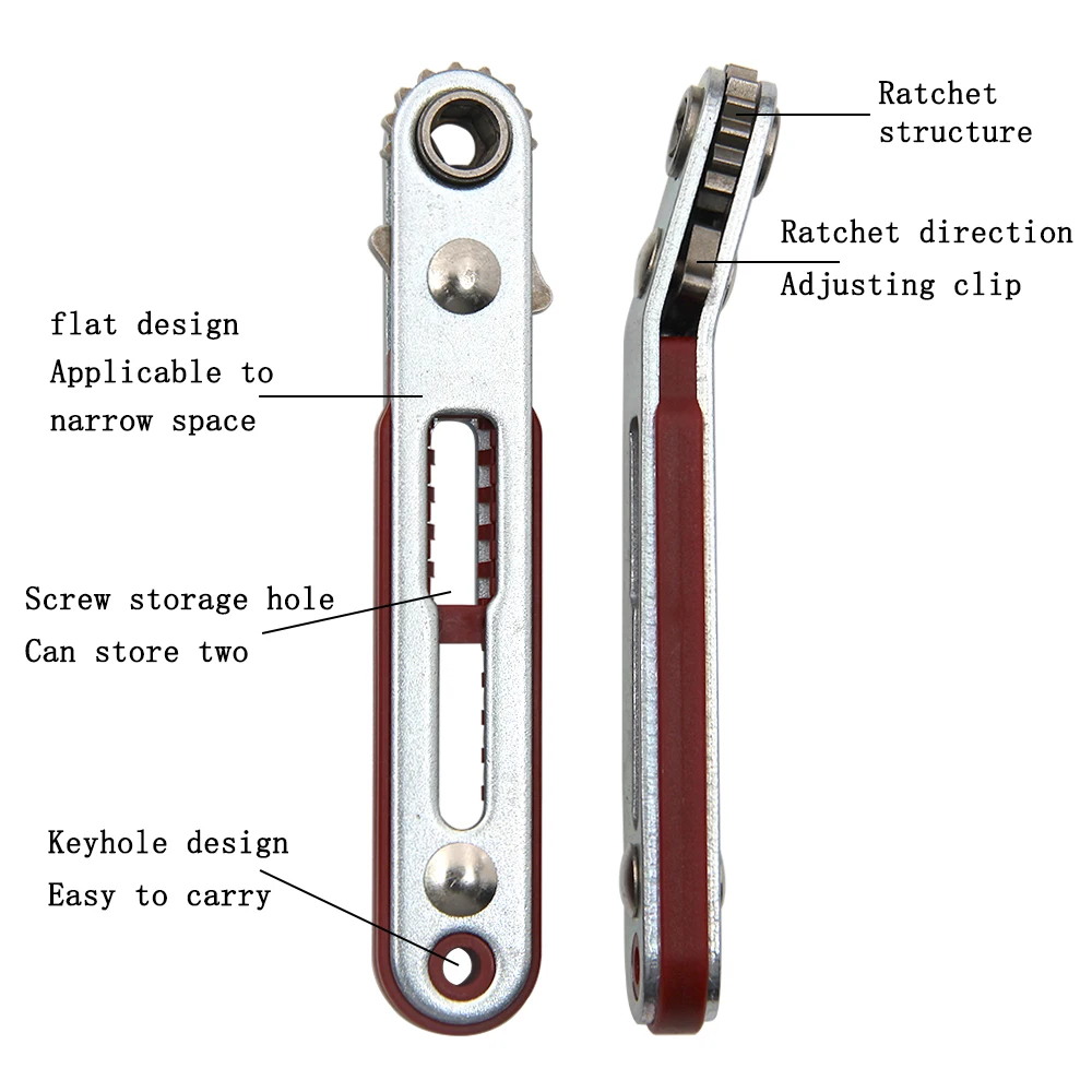 Multi-functional Two-way Forward and Reverse Ratchet Screwdriver Elbow Flat Head Wrench Driver Cross Slotted Screwdriver Tool thumbnail 2