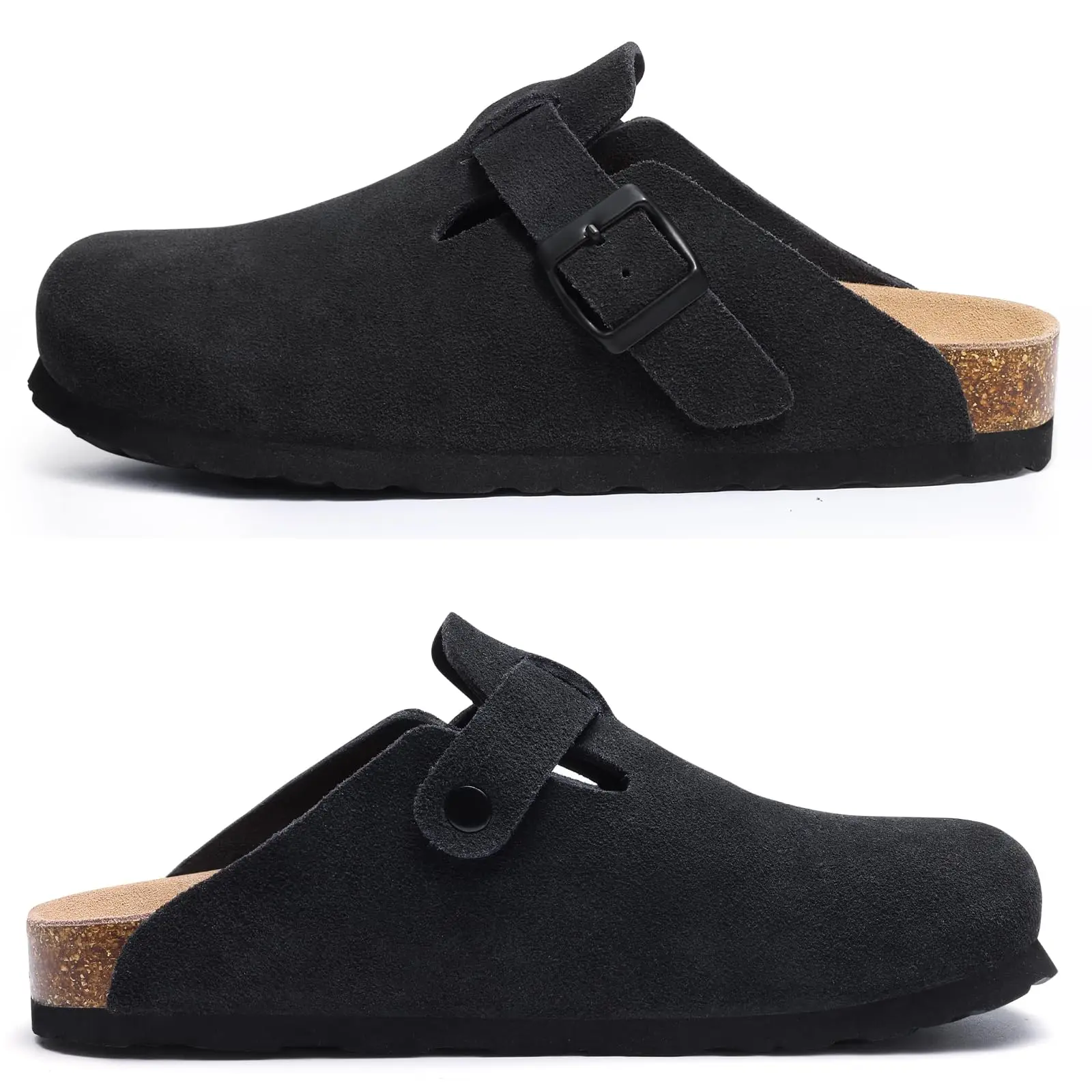 Evshine Men's Cow Suede Clogs with Arch Support Leather Mules Comfort Fashion Potato Shoe Women Cork Footbed Genuine Suede Clogs thumbnail 2