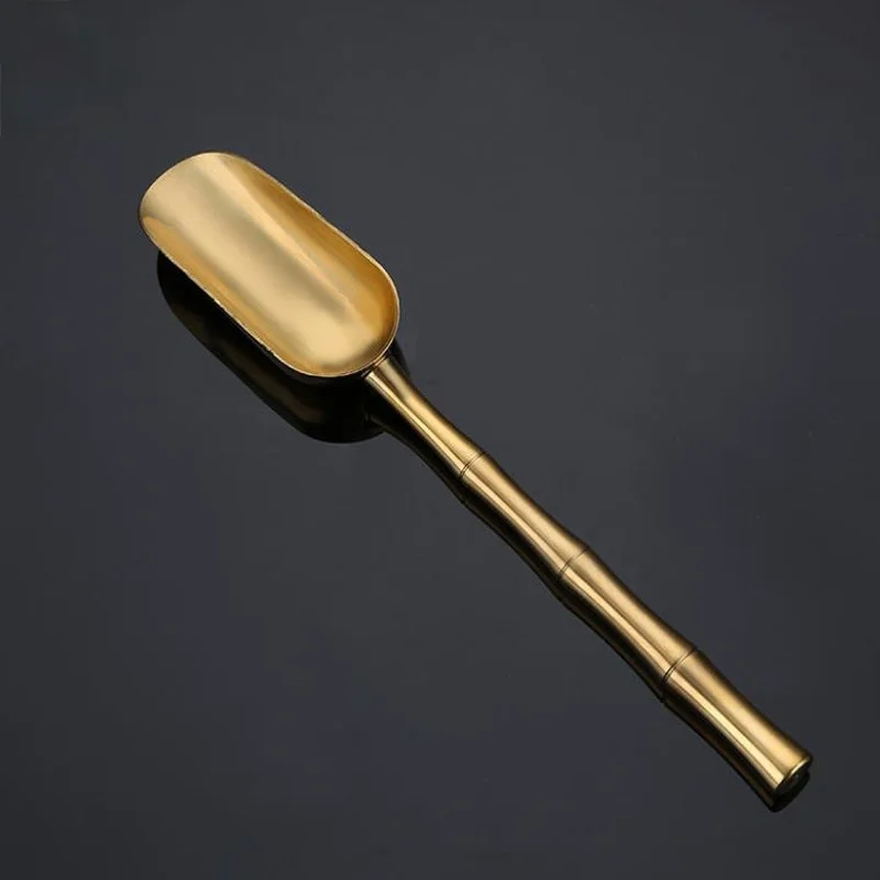 Brass Copper Dinnerware Set Spoon Tea Spoon Dessert Coffee Ice Cream Spoons Kitchen Accessories Bar Tools New Bamboo Creative thumbnail 5