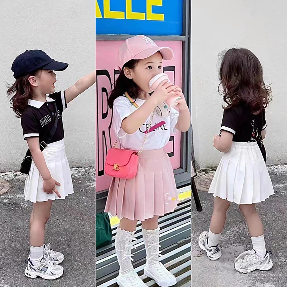 Teen Girl Summer Dress Kids Fashion Solid Color Pleated High Waist A-Line Skirt Children Casual Elastic Waist Mini Skirt Bottoms thumbnail 6