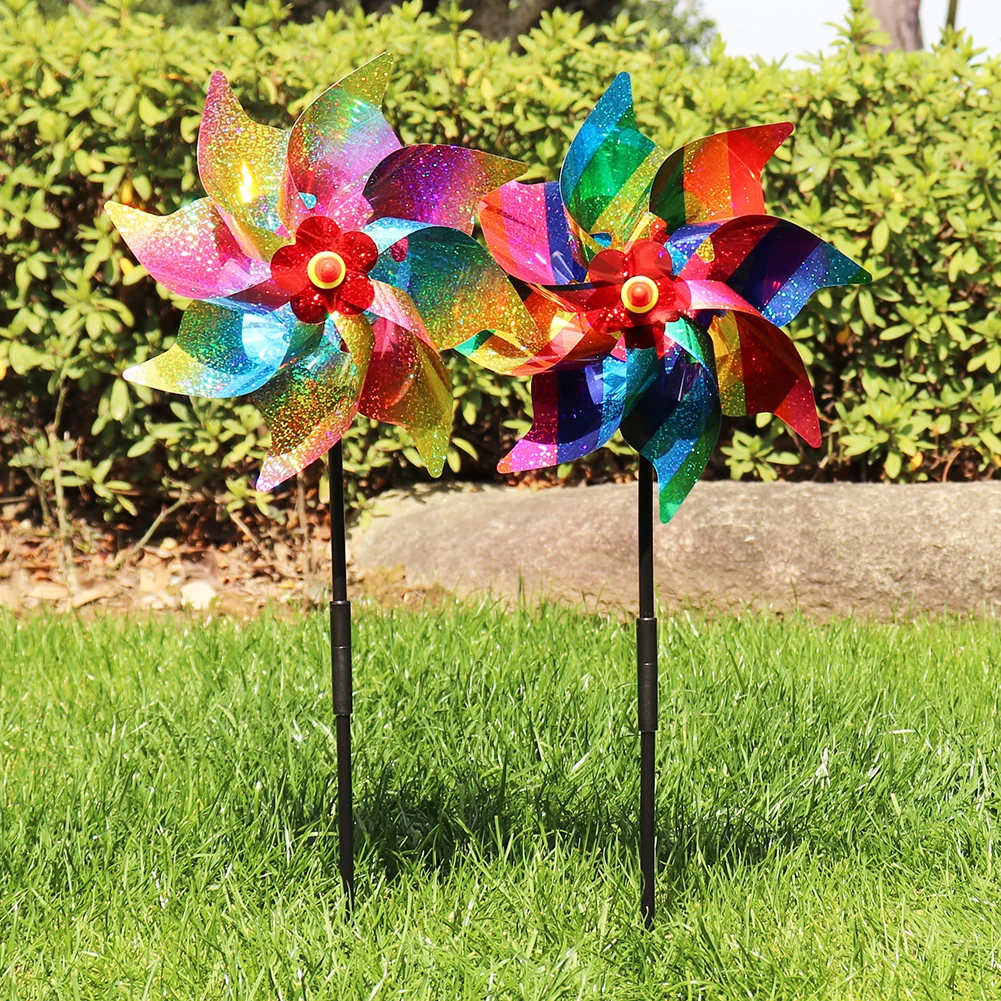 Bird Repeller Pinwheels Reflective Sparkly Scarecrow Pinwheel Windmill Spinner For Garden Lawn Yard Decor Keep Birds Away Child thumbnail 6