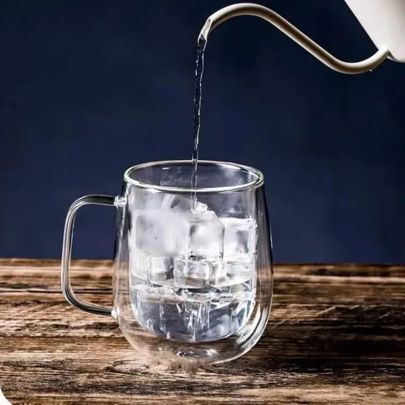 150/250/350ml Heat Resistant Glass Cups Double Wall Glass Coffee Cup with Handle Breakfast Milk Water Cup Clear Juice beer Cups thumbnail 4