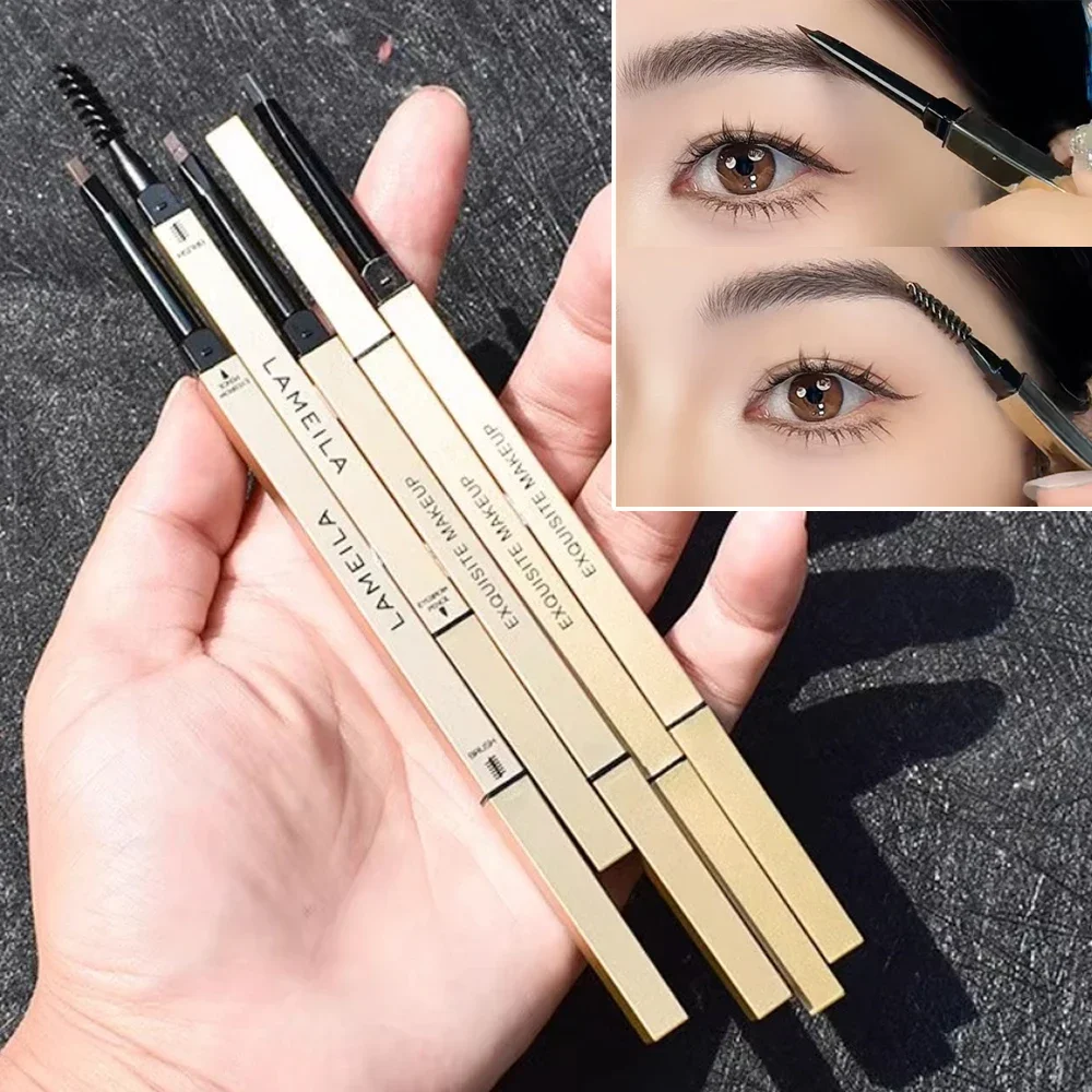 5 Colors With Brush Double Head Eyebrow Pencil Waterproof Smooth Eyebrow Stick Sweatproof Eyebrow Gel Tattoo Pencil Cosmetics thumbnail 2