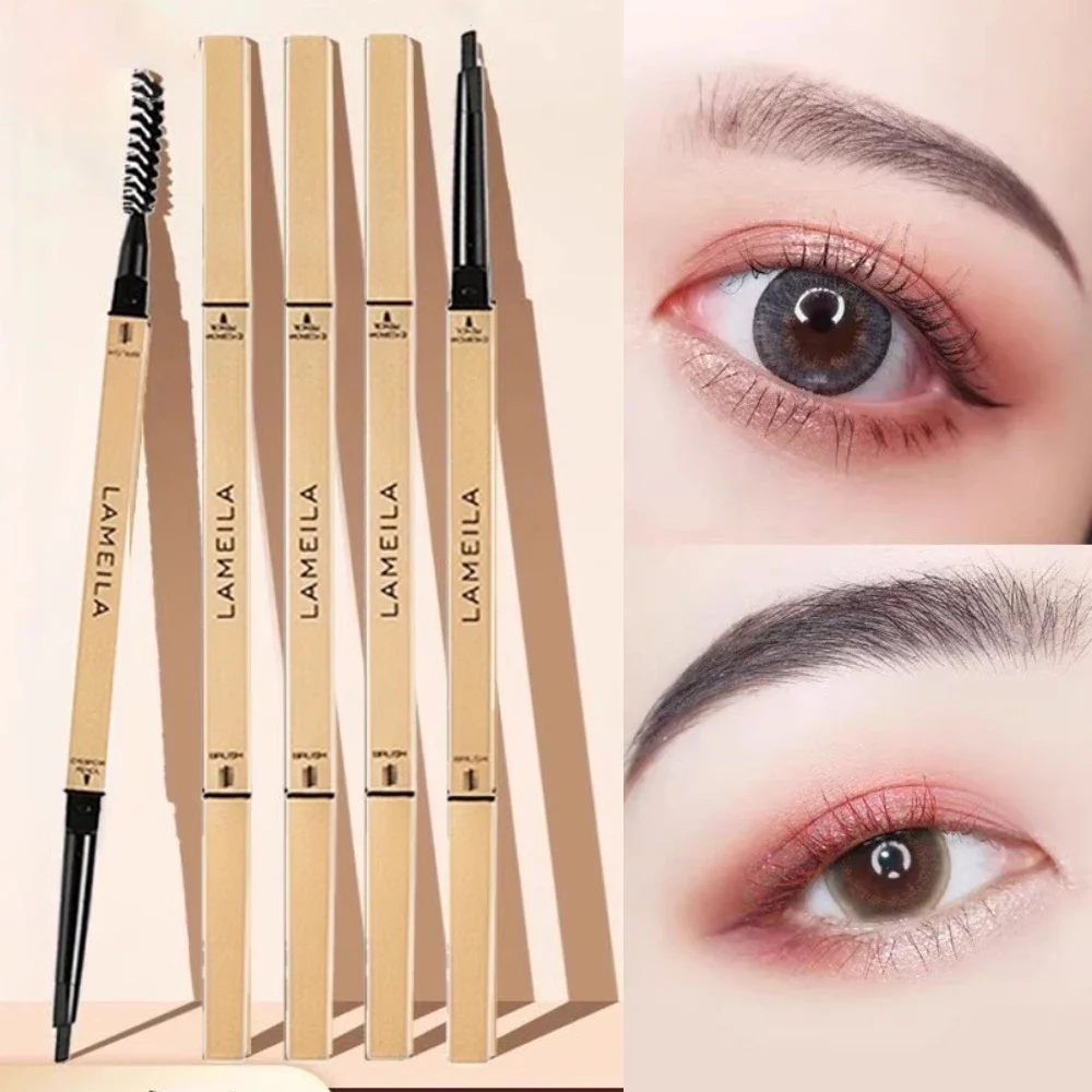 5 Colors With Brush Double Head Eyebrow Pencil Waterproof Smooth Eyebrow Stick Sweatproof Eyebrow Gel Tattoo Pencil Cosmetics thumbnail 4