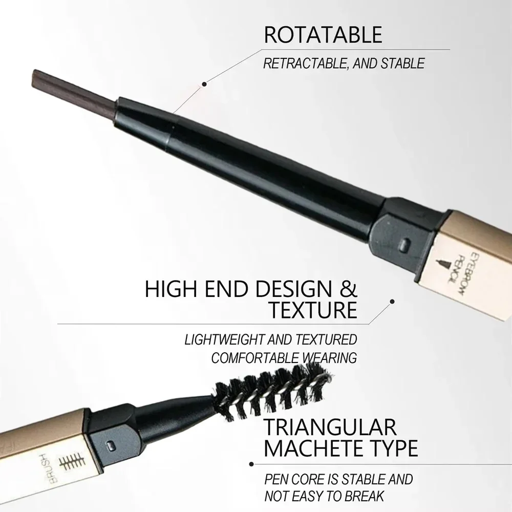 5 Colors With Brush Double Head Eyebrow Pencil Waterproof Smooth Eyebrow Stick Sweatproof Eyebrow Gel Tattoo Pencil Cosmetics thumbnail 5