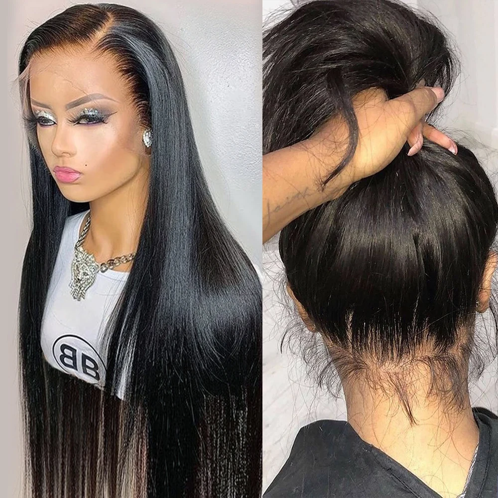 30 40 42 Inch 13x4 13x6 HD Transparent Bone Straight Lace Front Wig 200 Density Brazilian Lace Frontal Wigs Human Hair For Women thumbnail 2