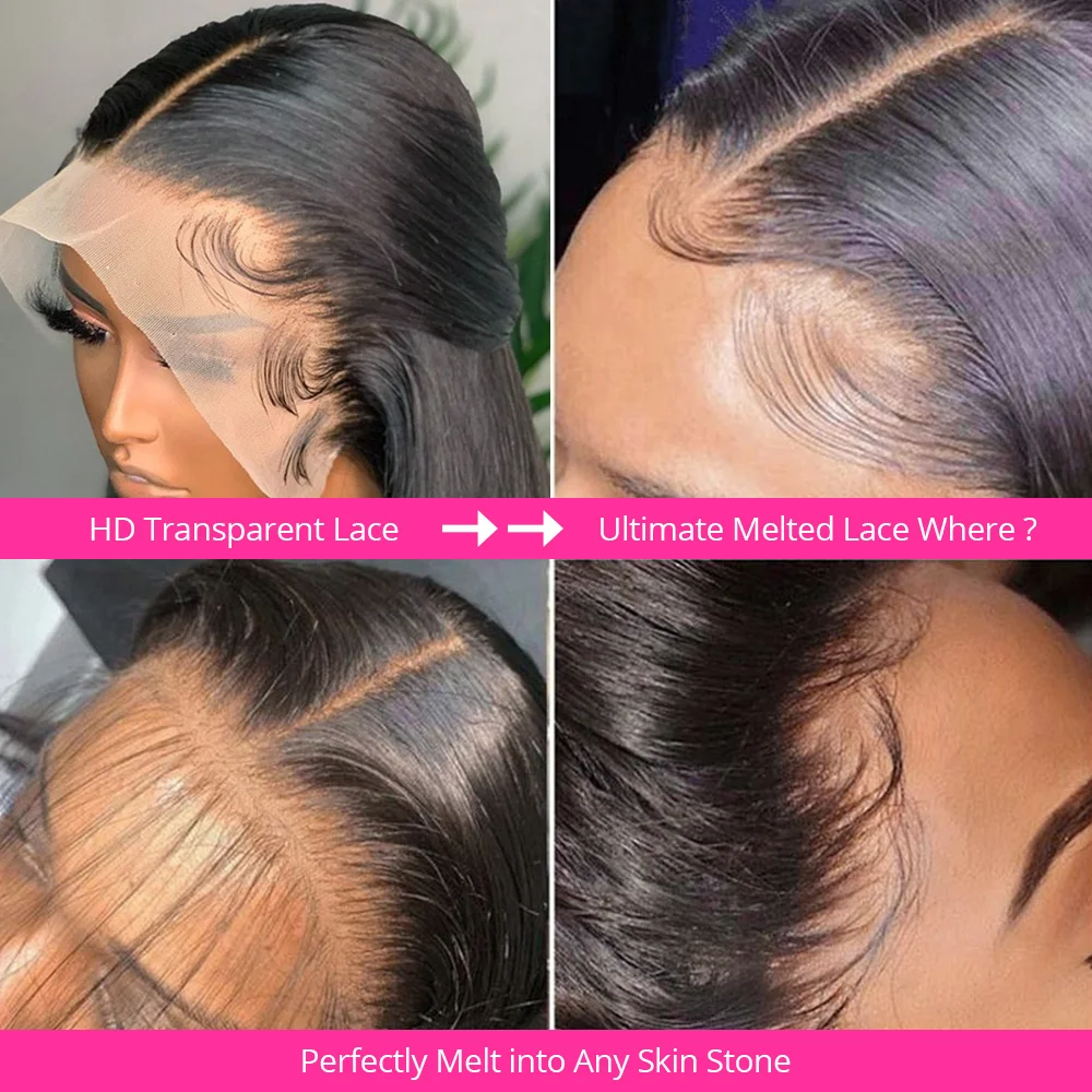 30 40 42 Inch 13x4 13x6 HD Transparent Bone Straight Lace Front Wig 200 Density Brazilian Lace Frontal Wigs Human Hair For Women thumbnail 3