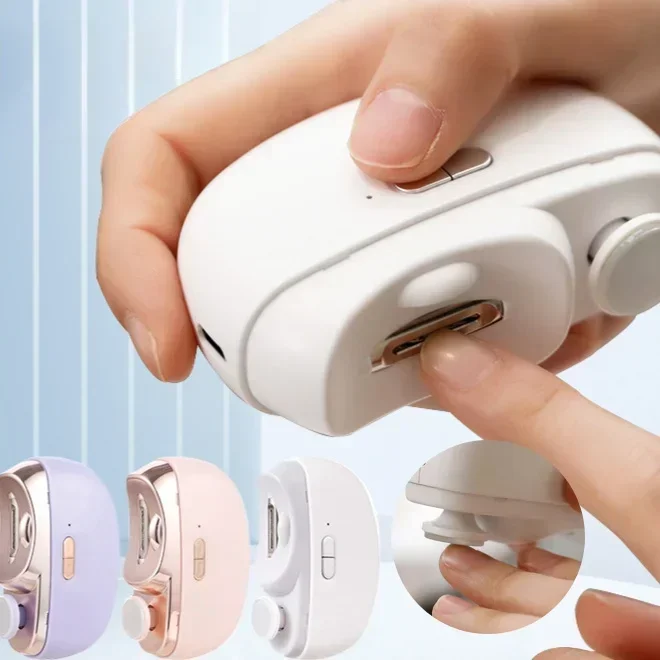 Electric Nail Clipper Grinding and Polishing with Light Automatic Nail Trimmer Rechargeable Nail Cutter Manicure for Baby Adult