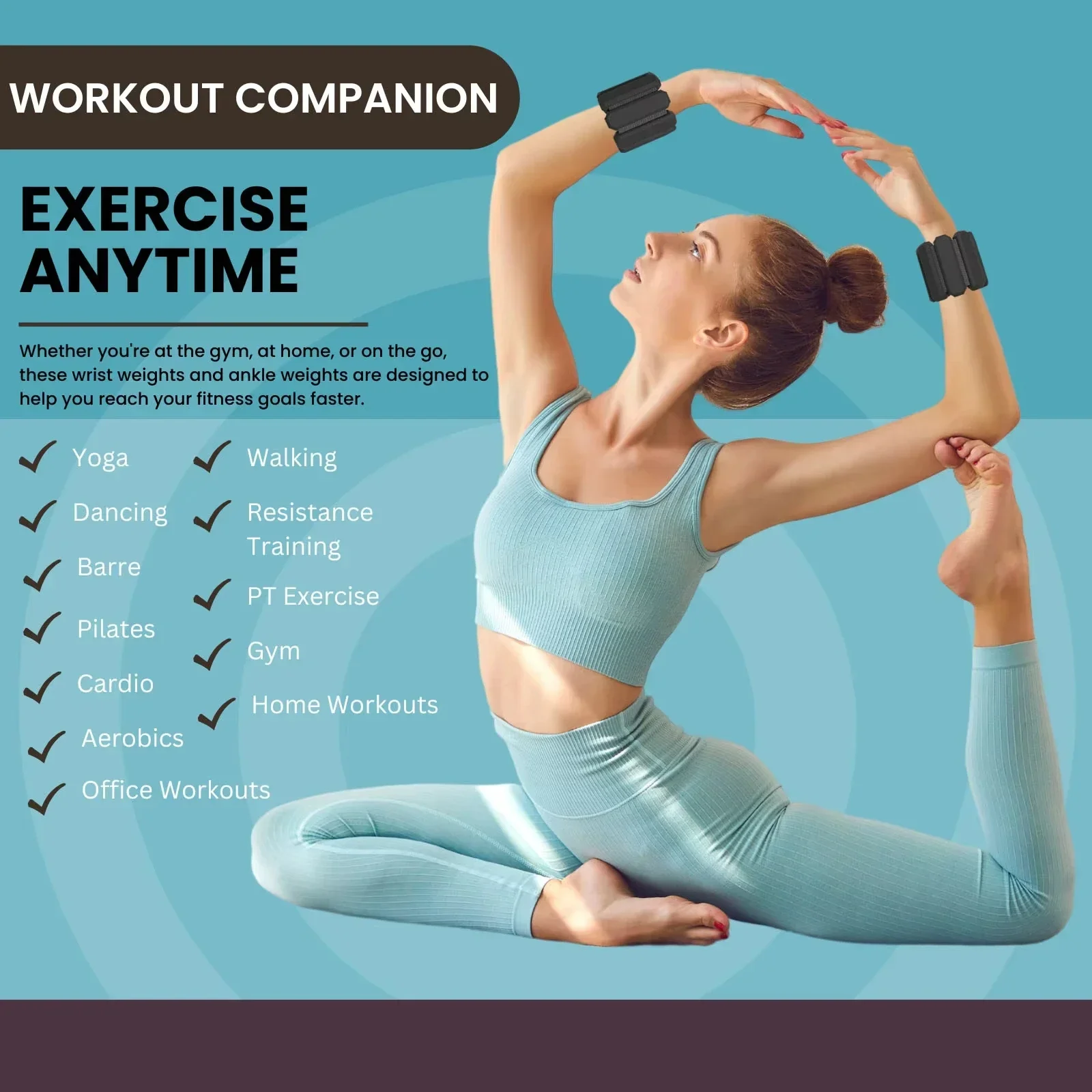 Silicone Wristband Wearable Ankle&Wrist Weights bracelet Adjustable Arm&Leg Weighted Bracelet for Fitness, Running, Gym Training thumbnail 2