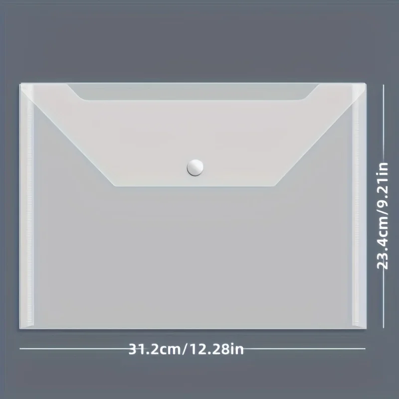 20pcs Transparent Waterproof Reusable Envelope Folder with Buttons, A4 Size, Thickened Plastic Material for School Office Suppli thumbnail 2