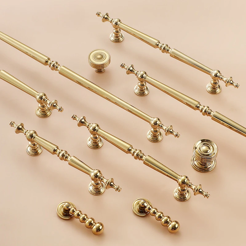 Bright Gold Luxury Solid Brass Handles for Cabinets and Drawers Exquisite Modeling Handles for Furniture Home Useful Accessories