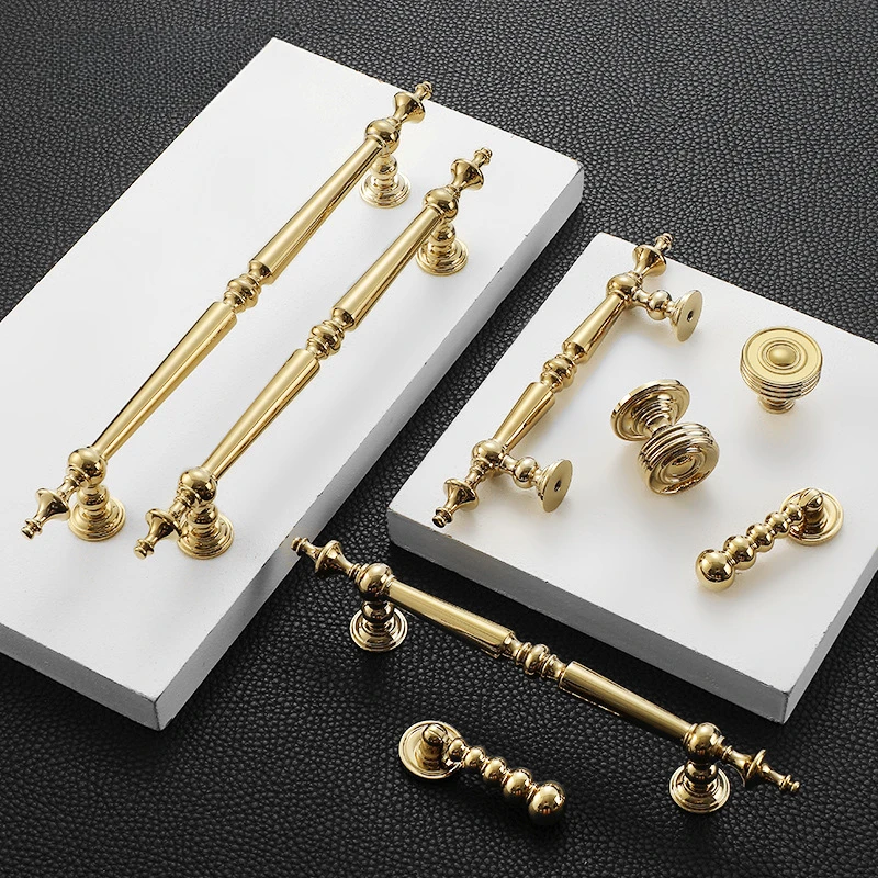 Bright Gold Luxury Solid Brass Handles for Cabinets and Drawers Exquisite Modeling Handles for Furniture Home Useful Accessories thumbnail 6