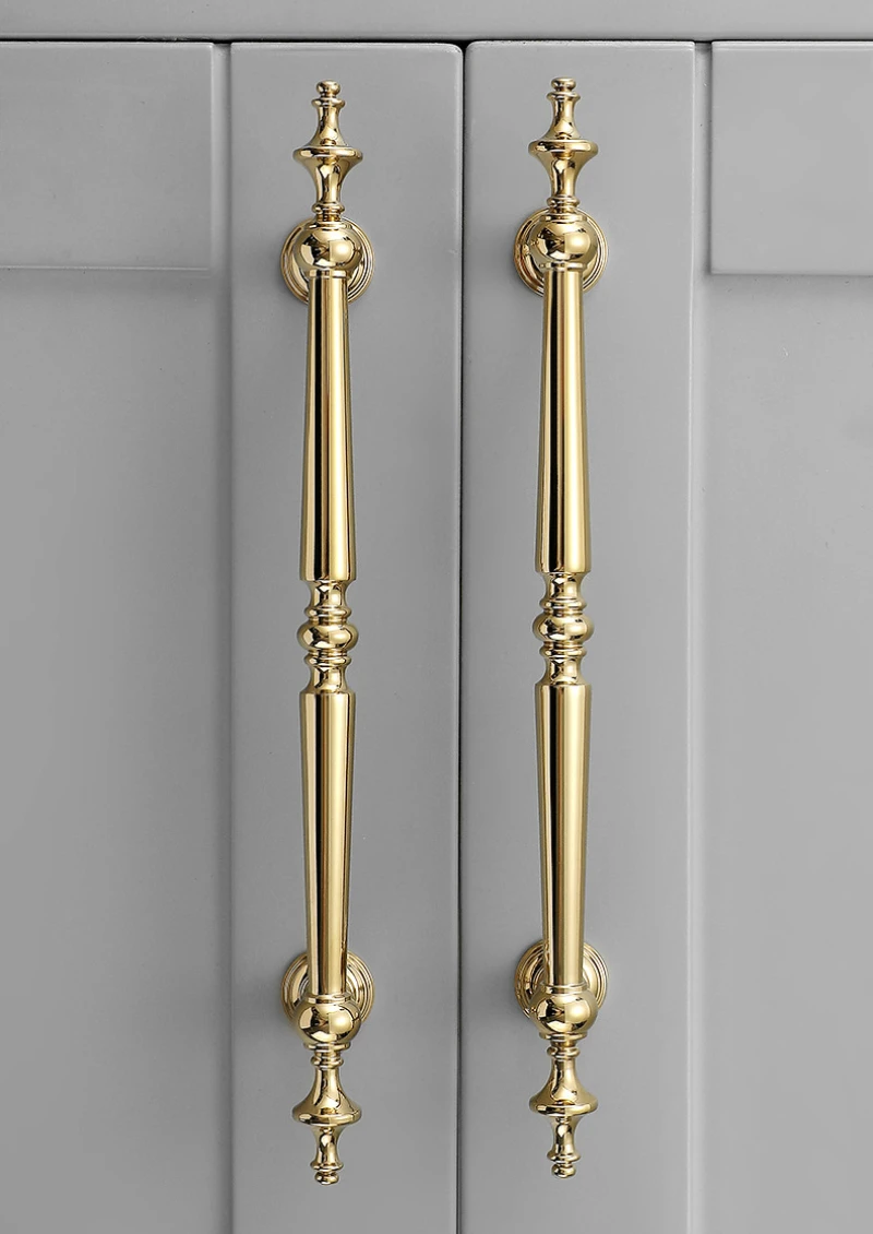 Bright Gold Luxury Solid Brass Handles for Cabinets and Drawers Exquisite Modeling Handles for Furniture Home Useful Accessories thumbnail 2