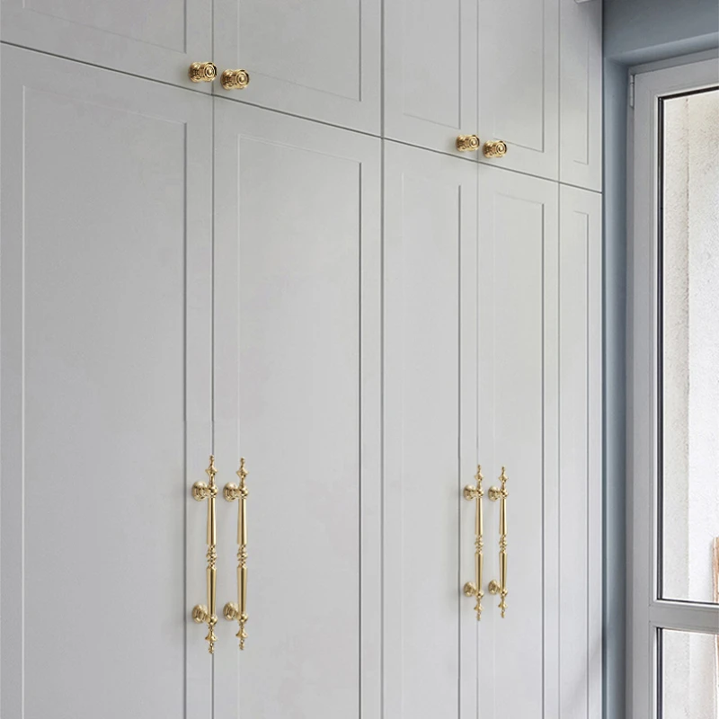 Bright Gold Luxury Solid Brass Handles for Cabinets and Drawers Exquisite Modeling Handles for Furniture Home Useful Accessories thumbnail 4