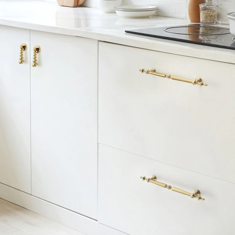 Bright Gold Luxury Solid Brass Handles for Cabinets and Drawers Exquisite Modeling Handles for Furniture Home Useful Accessories thumbnail 3