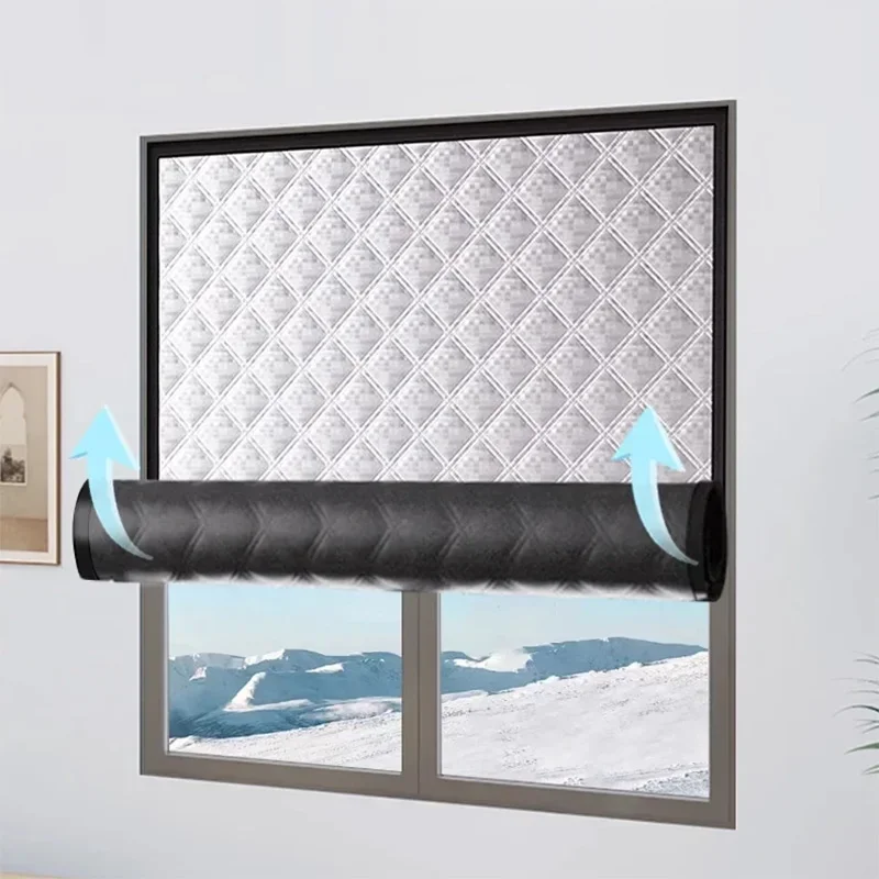 Whole piece window windproof, warm, sealed, winter leak proof, waterproof, bedroom thickened，non perforated, cold proof curtains thumbnail 2