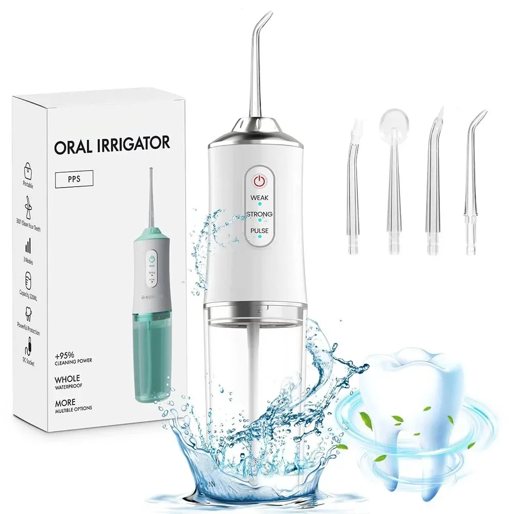 Water Dental Flosser Pick Cordless Oral Irrigator Rechargeable Travel Irrigation Cleaner Electric Flossing for Teeth Cleaning