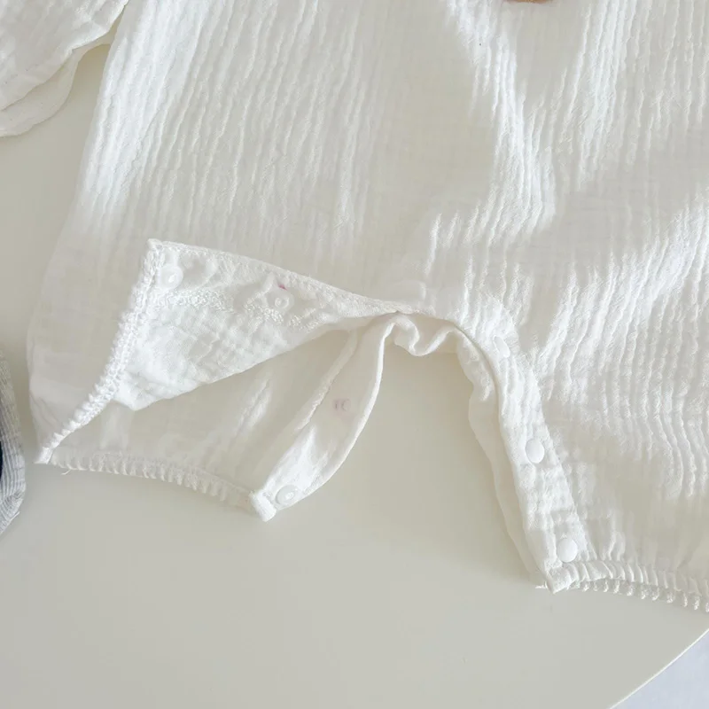 3Pcs Muslin Baby Jumpsuit Coat Hat Bear Baby Summer Clothes Set Kids Coat Romper White Toddler Outfit Suit Infant Clothing 0-3T thumbnail 3