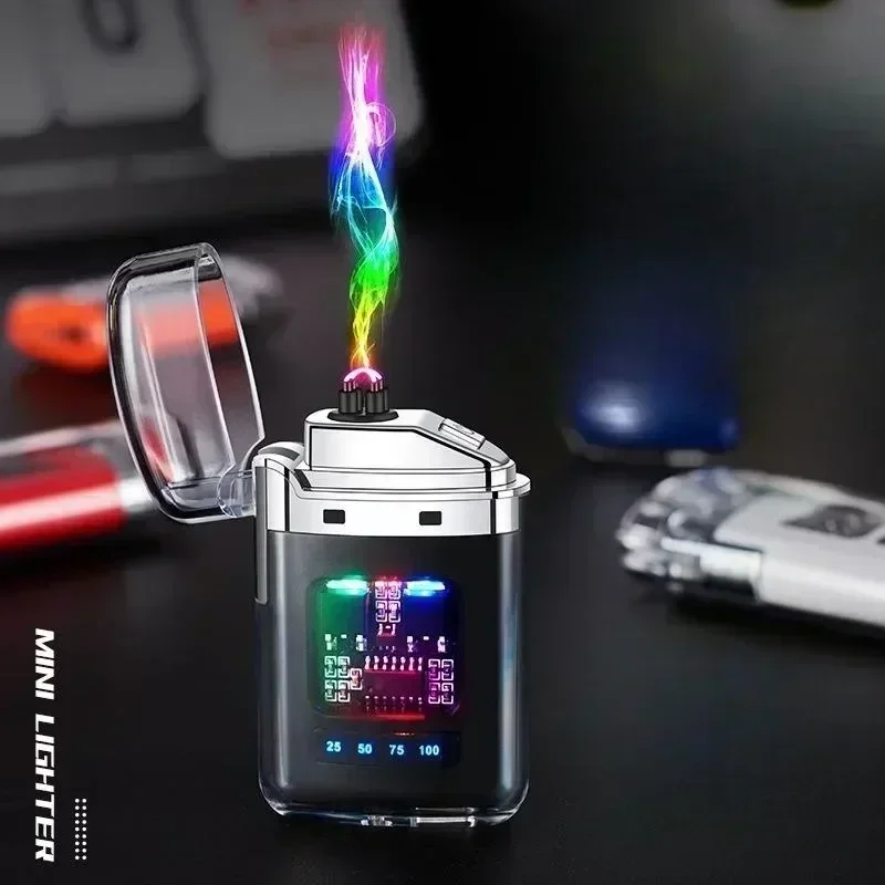 Electric Double Arc USB Rechargeable Lighter Plasma Outdoor Windproof Battery Display Type-C Smoking Accessories Men's Gifts thumbnail 5