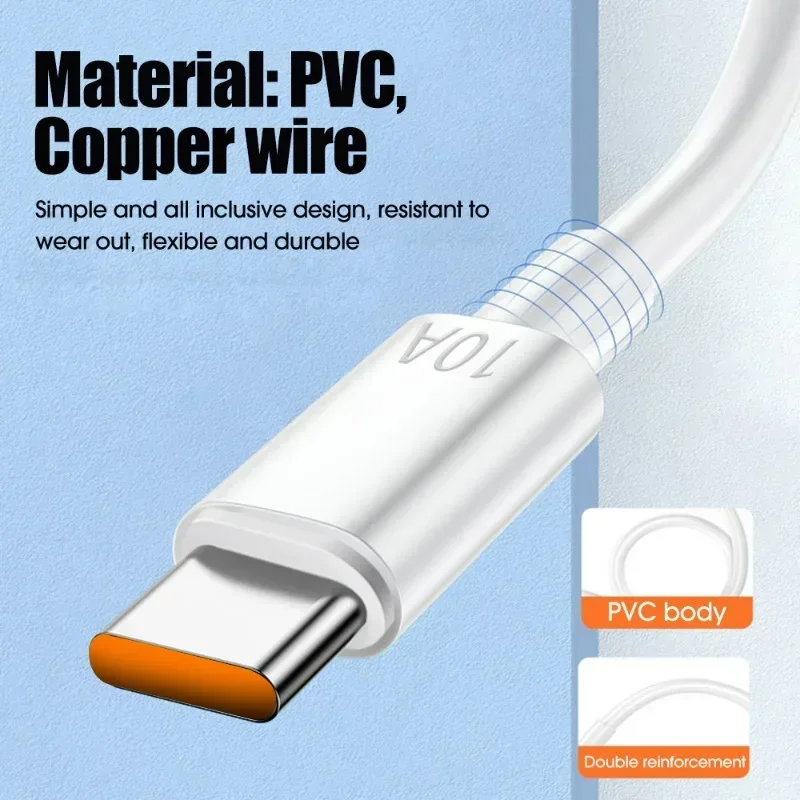 3/1PCS Quick Charging Cable 120W 10A USB A To Type C Fast Charger High-speed Data Transfer Wire Cords for Samsung Xiaomi Huawei thumbnail 2