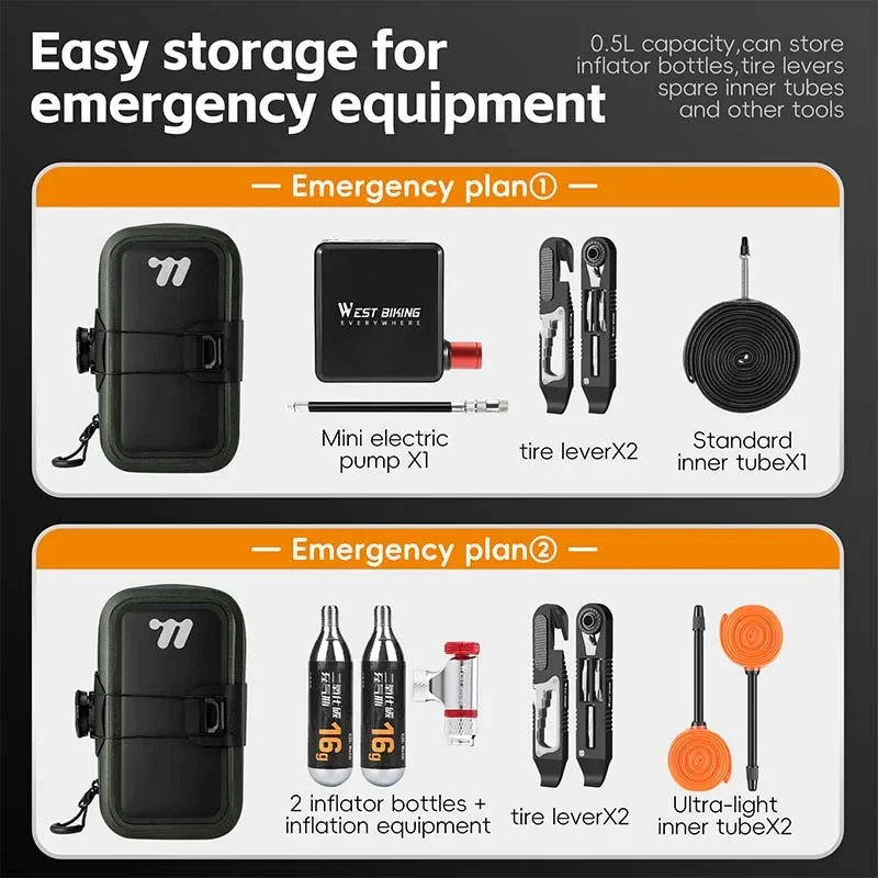 WEST BIKING Bicycle Saddle Bag 600D TPU Seamless Waterproof Wear-Resistant Rotating Lacing Buckle Mini Saddlebag Bike Accessory thumbnail 6