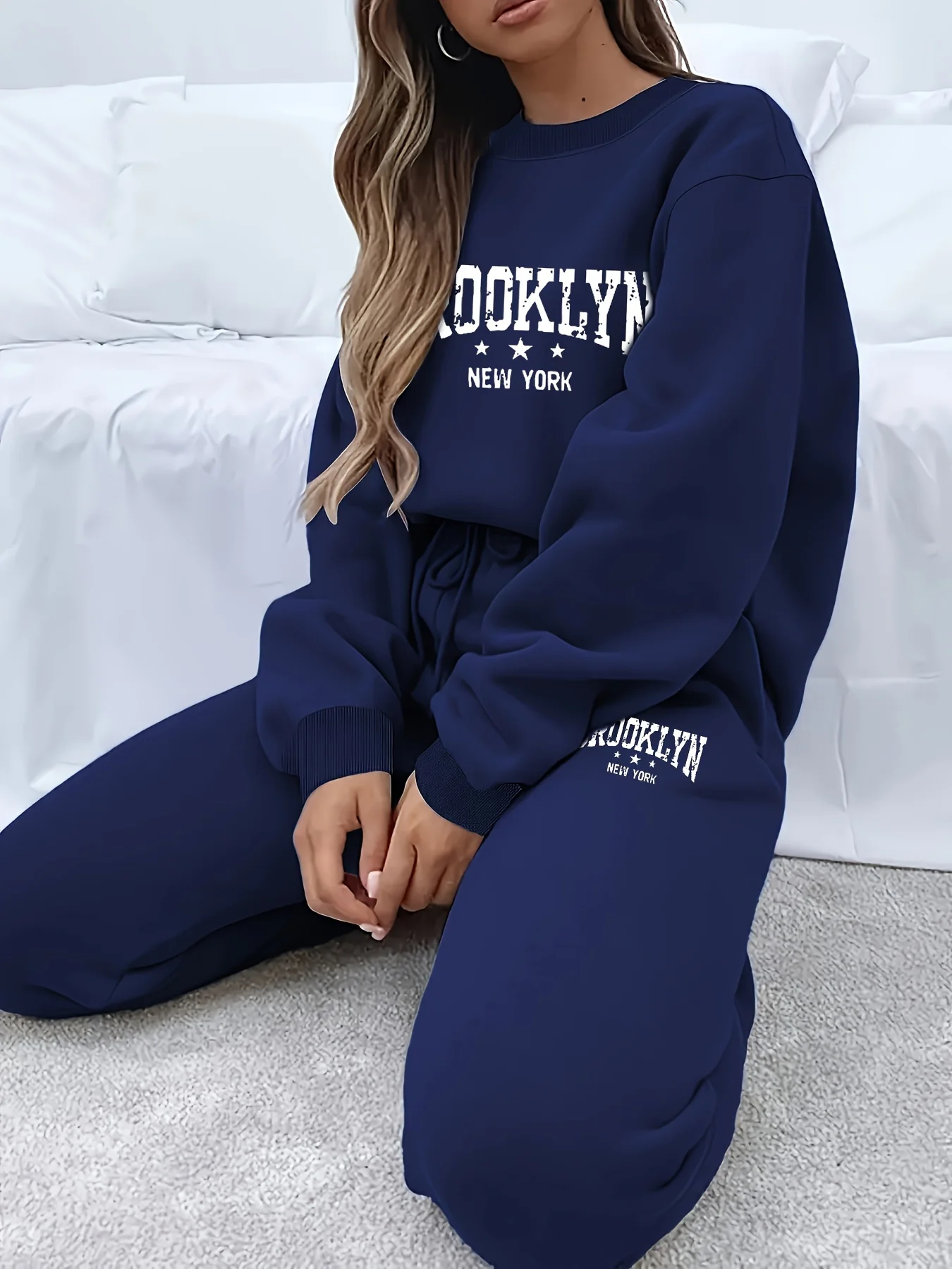 Autumn Winter Women's Sweater Pants Set  Women Hoodie set Street Hip Hop Clothing Casual Female  Clothing Plush sweatshirt thumbnail 5