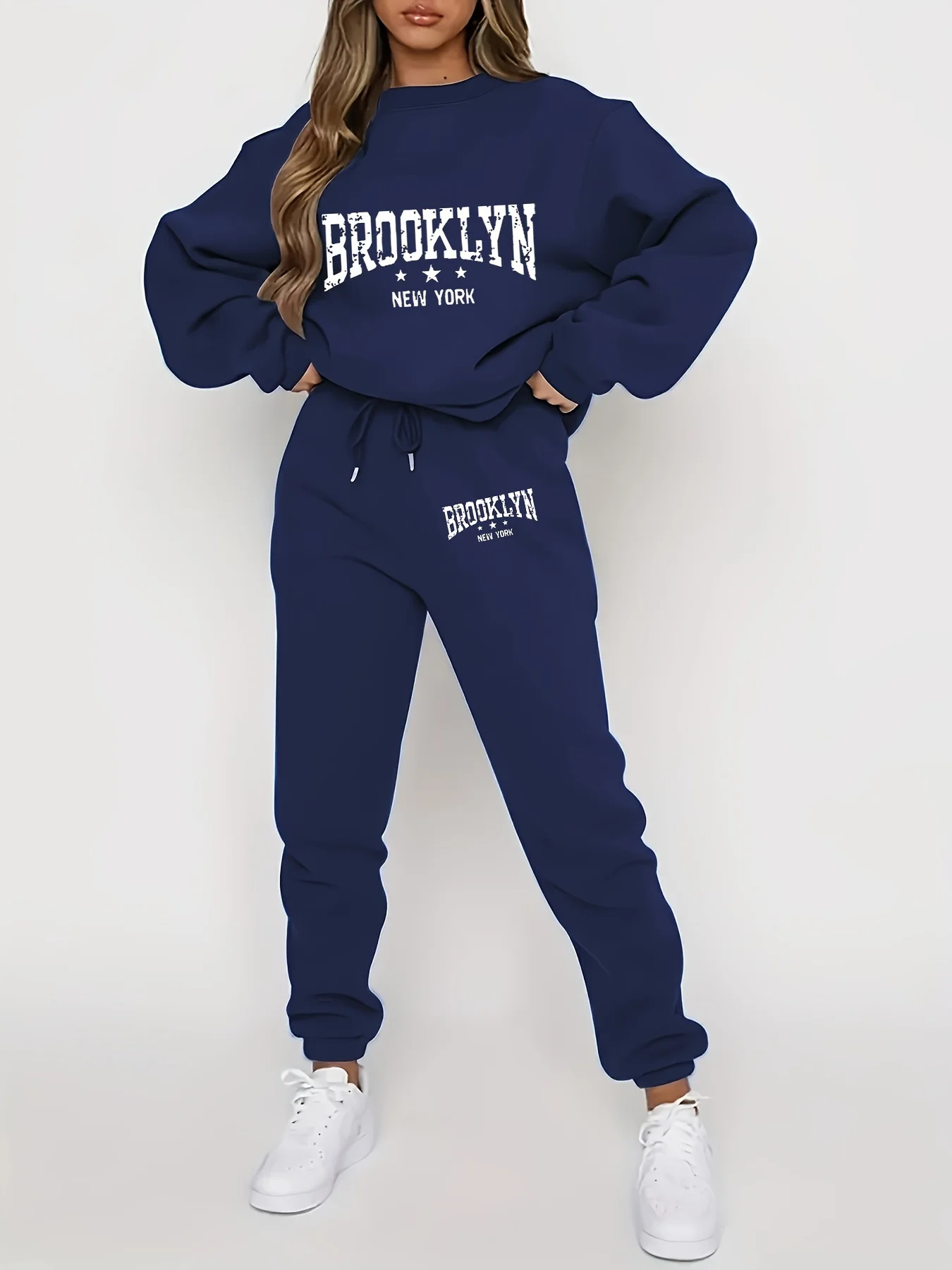 Autumn Winter Women's Sweater Pants Set  Women Hoodie set Street Hip Hop Clothing Casual Female  Clothing Plush sweatshirt thumbnail 3