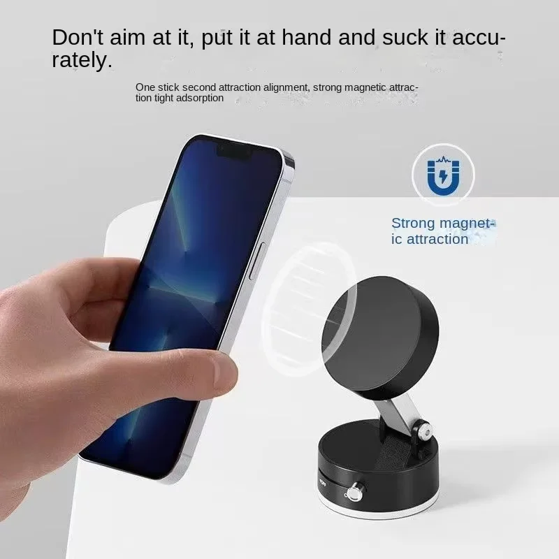 Mobile Phone Vacuum Suction Cup Holder Foldable for iPhone/ Android Kitchen Lazy Vacuum Double Sided Magnetic Bracket thumbnail 5