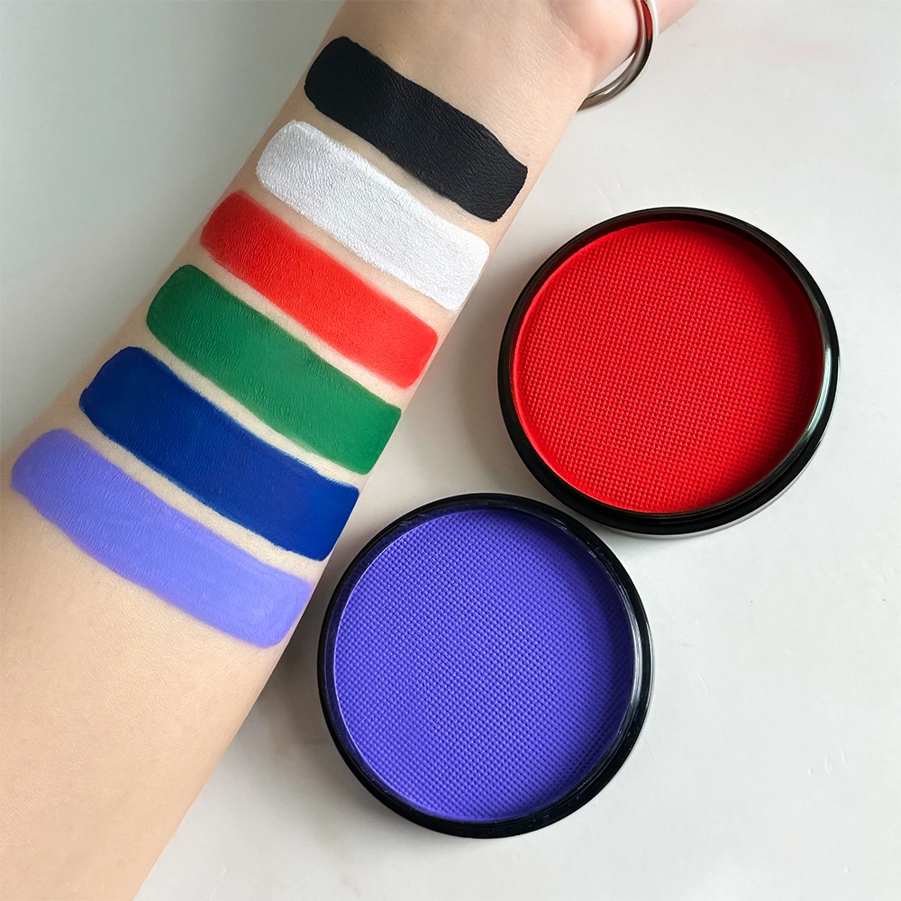 Black White Red 30G Monochromatic Water Solubility Body Makeup Face Paint with Brushes for Halloween Christmas Masquerade Party thumbnail 2