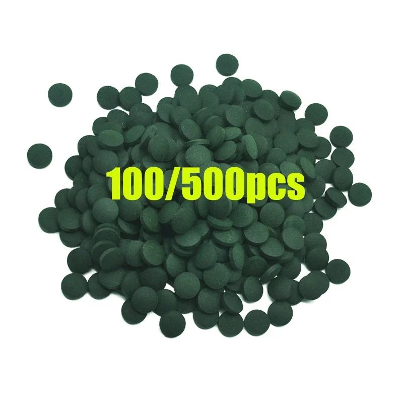 100pcs High Purity Spirulina Tablets Spiral Seaweed Enrichment Favorite Pets Food Fish Crystal Red Shrimp Fish Food Aquarium thumbnail 2