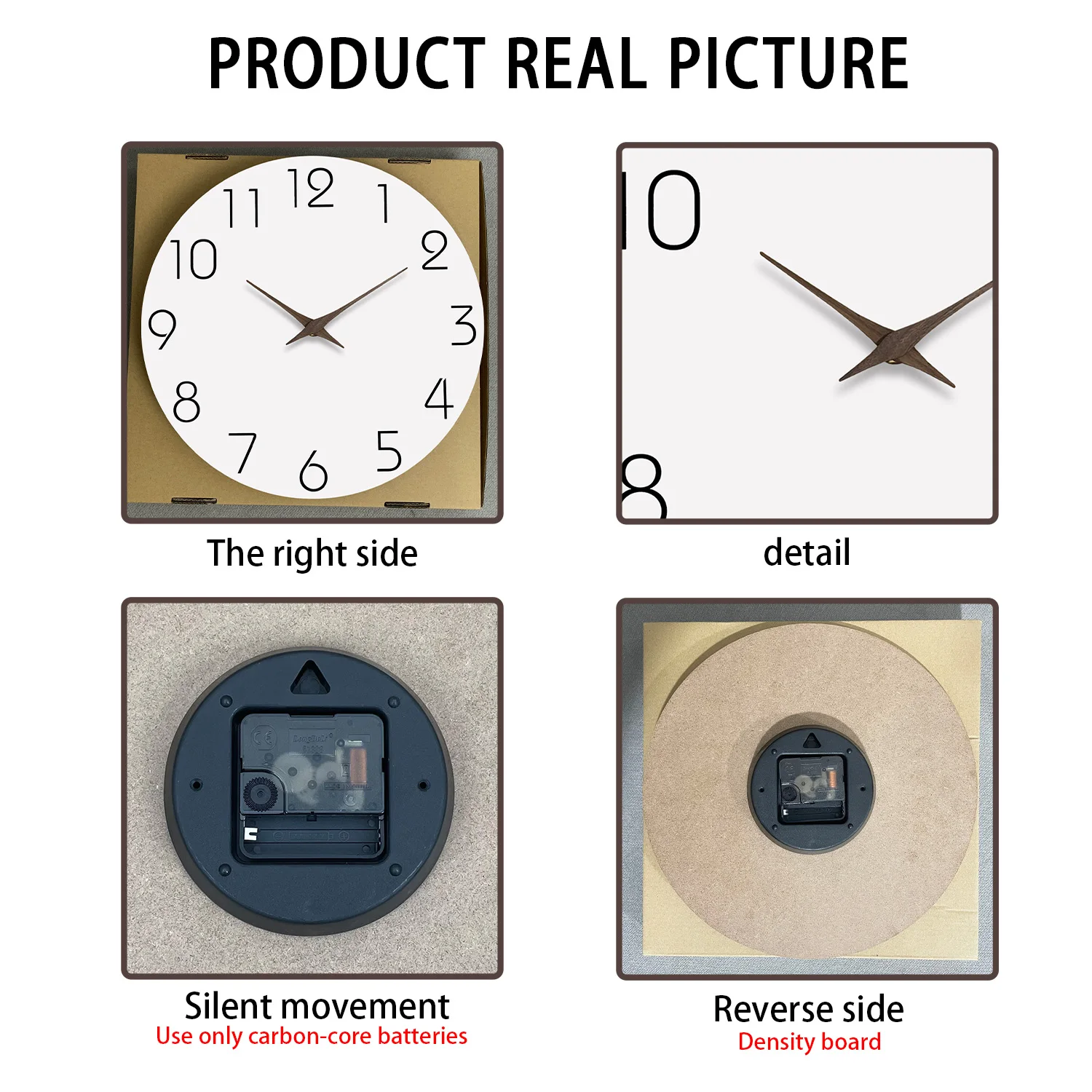 Casual Modern White Pattern Wooden Wall Clock Living Room Bedroom Kitchen Home Decoration Wall Clock Silent Quartz Clock Holiday Gift 10 Inches 12 Inches 14 Inches 16inch (Without Batteries) thumbnail 4