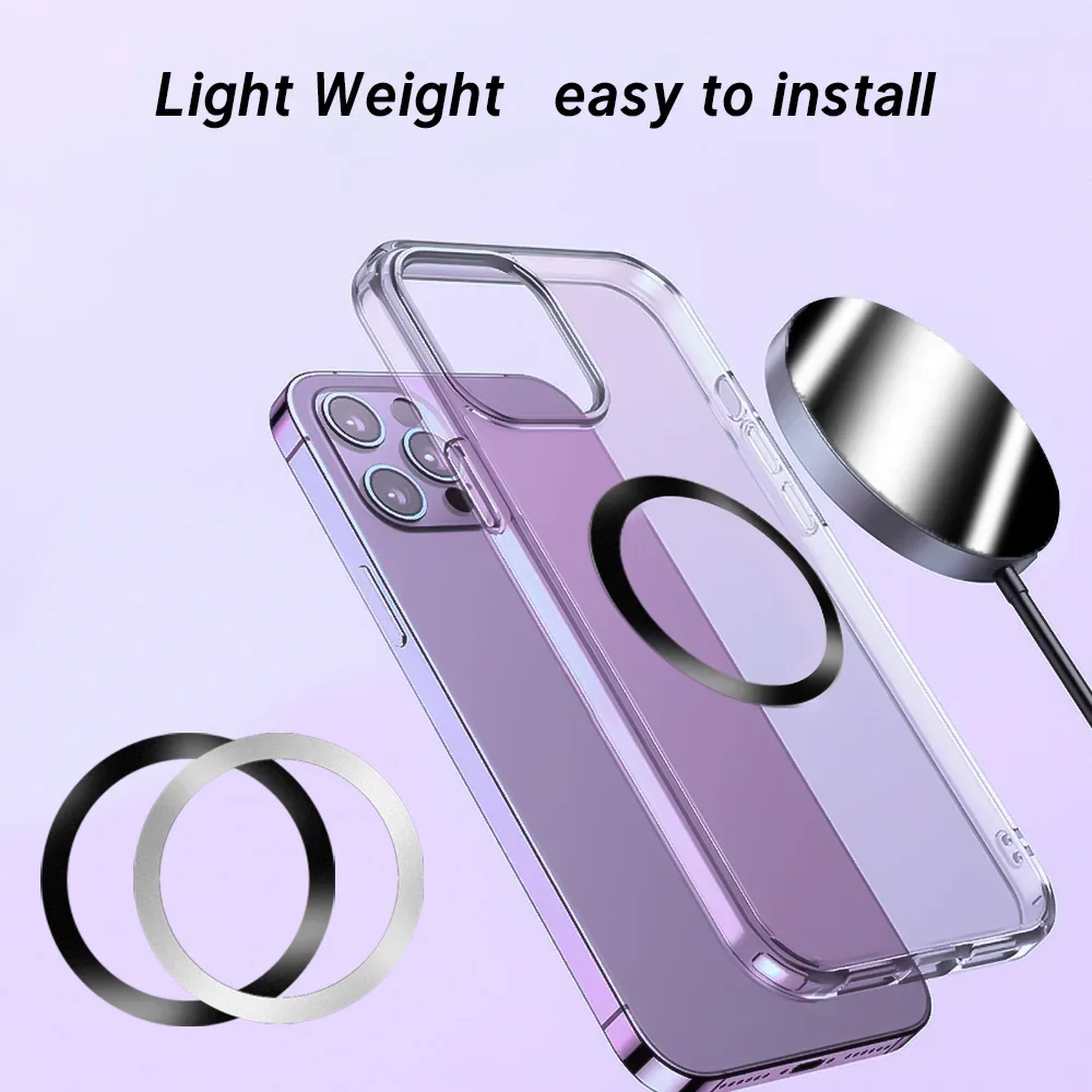 Universal Magnetic Metal Plate Ring For Samsung iPhone Magsafe Wireless Charger Car Phone Holder Sticker Round Magnet Patch thumbnail 5