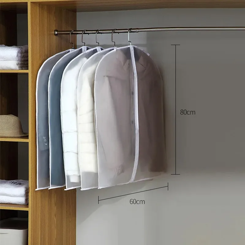 Clothes Hanging Dust Cover Wedding Dress Cover Suit Coat Storage Bag Transparent Fully Enclosed Clothes Cover With Zipper thumbnail 4