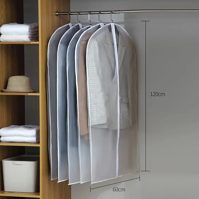 Clothes Hanging Dust Cover Wedding Dress Cover Suit Coat Storage Bag Transparent Fully Enclosed Clothes Cover With Zipper thumbnail 5
