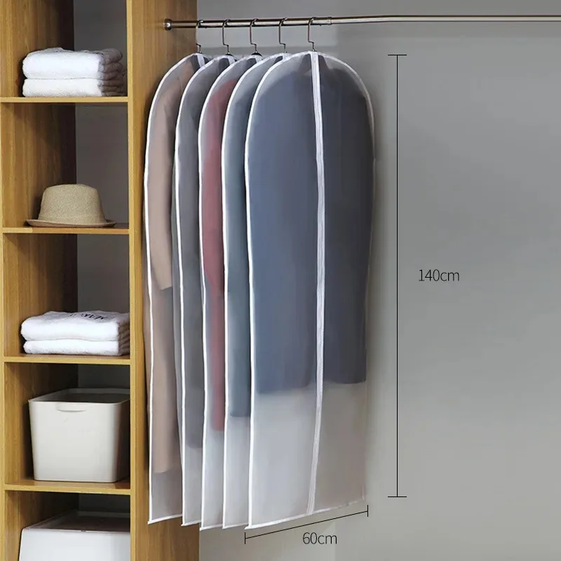 Clothes Hanging Dust Cover Wedding Dress Cover Suit Coat Storage Bag Transparent Fully Enclosed Clothes Cover With Zipper thumbnail 6