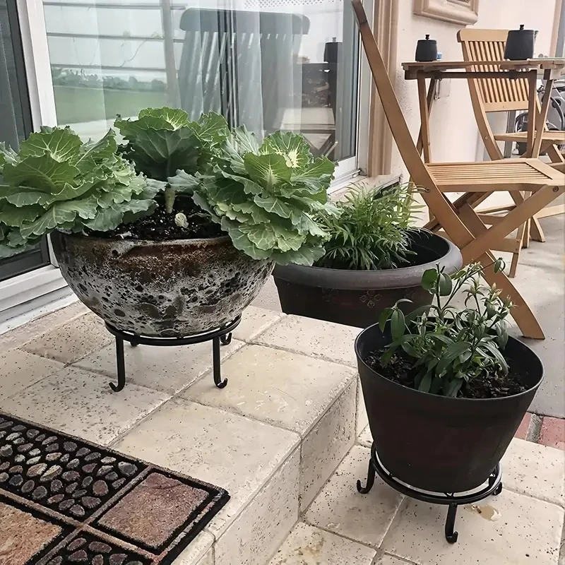 Metal Plant Stands For Flower Pot, Heavy Duty Black Iron Potted Stand Holder, Indoor Outdoor Rustproof Metal Planter Container R thumbnail 4